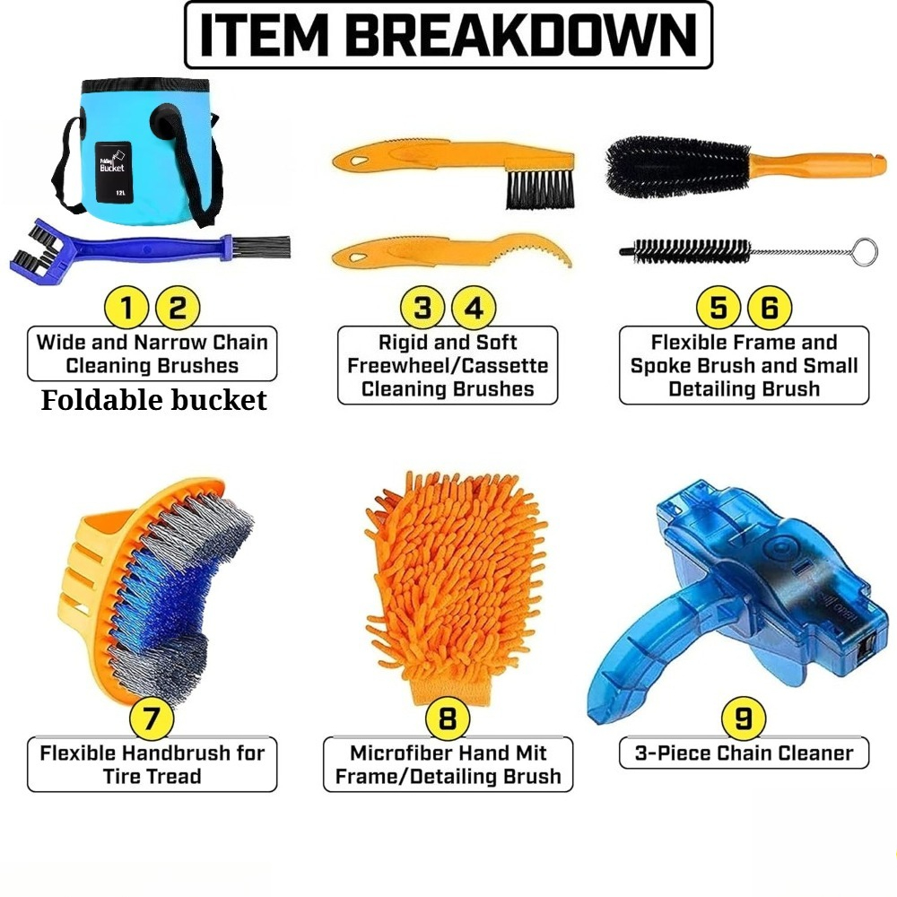 9PCS Bike Cleaning Kit Compreh - Chain Sprocket Set review and price